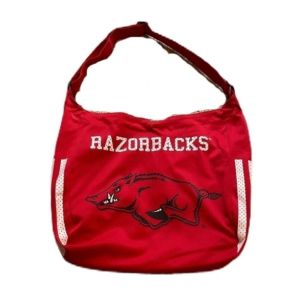 Arkansas Razorbacks Jersey Hobo Tote Bag Purse University of Arkansas NCAA EUC - Picture 1 of 12